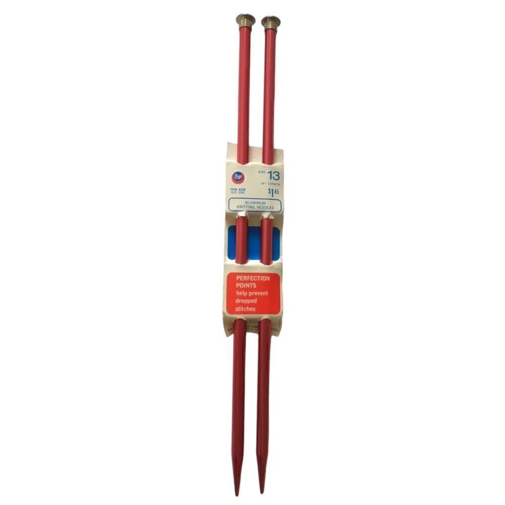 Boye Aluminum Knitting Needles‎ Size 13 Perfection Single Point 14 Inch Vintage.